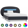 VidaXL Cadru de pat cu LED, negru, 90 x 200 cm, piele artificială
