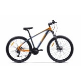 Bicicleta MTB Pegas Drumet, cadru aluminiu, marime S, 24 viteze, manete schimbator Shimano, frane disc fata/spate, roti 27.5 inch, Portocaliu