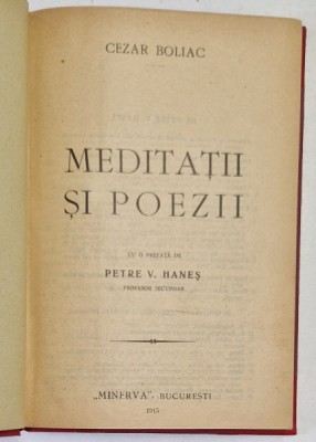 Cezar Boliac, Meditatii si Poezii, Bucuresti 1915 foto