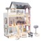Casa de papusi din lemn MDF cu mobilier, 78cm, lumina LED