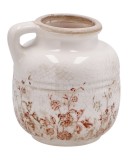 Cumpara ieftin Vaza flori ceramica bej maro 16 x 15 x 16 cm