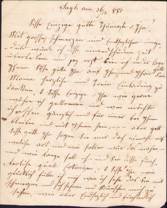 A737 Scrisoare dată &icirc;n localitatea Sagh, 1800, &icirc;n limba germană