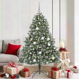 vidaXL BraddeCrăciunartificial cu lumini cu bandă LED Verde 180cm PVC