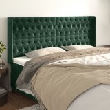 vidaXL Tăblie pat cu aripioare verde &icirc;nchis 183x16x118/128 cm catifea