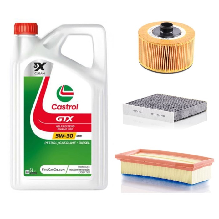 Pachet Revizie Carbon Ulei Castrol GTX + Filtre pentru Dacia Logan II MCV II 0.9 TCE