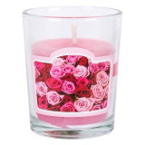 Cumpara ieftin Lumanare parfumata cu aroma proaspata de trandafiri, in pahar, 5,3 x 6,3 cm, Oem
