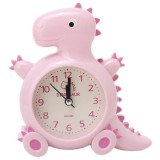 Cumpara ieftin Ceas de masa desteptator pentru copii Pufo, model Happy Dyno, 15 cm, roz