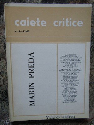 CAIETE CRITICE. MARIN PREDA (nr. 3-4 / anul 1987) foto