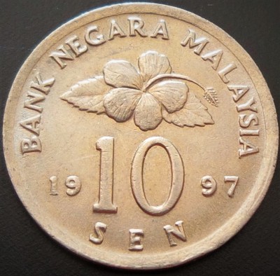 Moneda exotica 10 SEN - MALAEZIA, anul 1997 *cod 736 = A.UNC foto
