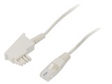 Cablu telefon RJ45 - Mufă F TAE, 2m, alb, Fire Cu