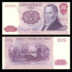 CHILE █ bancnota █ 100 Pesos █ 1983 █ P-152b █ UNC █ necirculata