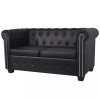 VidaXL Canapea Chesterfield cu 2 locuri, piele artificială, negru