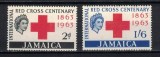 Set 2 timbre Jamaica 1963 &ndash; Centenarul Crucii Roșii Internaționale -A62