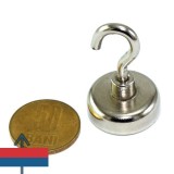 Magnet neodim oală D 25 mm cu filet interior și c&acirc;rlig