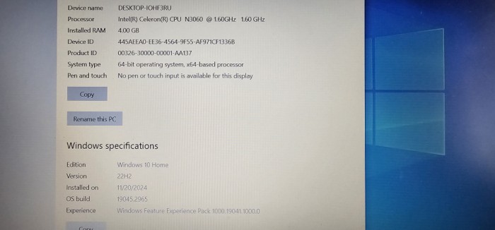 Leptop Hp TPN-C125 Procesor Intel N3060/Ram 4g ddr3/ssd 256 gb. win10