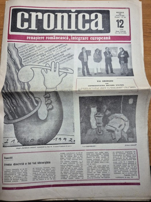 ziarul cronica 15 - 30 iunie 1992 - mihai eminescu