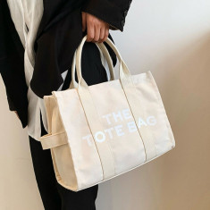 Geanta femei din panza, shopper, small, cu imprimeu logo The Tote Bag,
