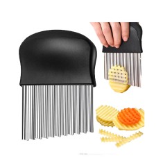 Cu&Egrave;it pentru cartofi ondula&Egrave;i, lam&Auml; durabil&Auml;, m&Atilde;&cent;ner ergonomic, negru