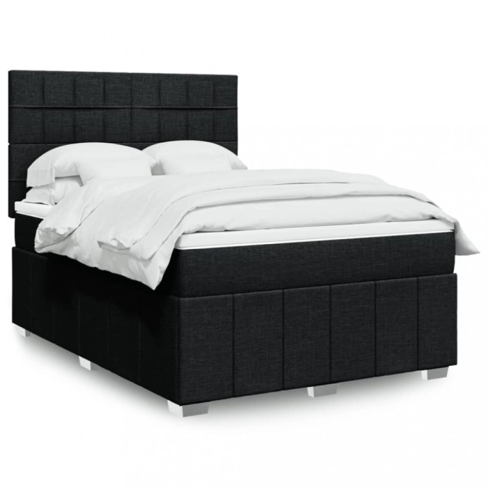 vidaXL Pat box spring cu saltea, negru, 140x200 cm, textil 3293993