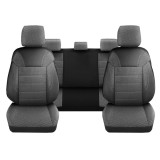 Cumpara ieftin Set Huse Scaune Auto pentru Volkswagen Eos - DeluxeBoss Classico, pentru bancheta rabatabila fractionata, 11 piese, negru alb