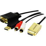 CABLU video LOGILINK splitter HDMI (T) la VGA (T) + 2 x RCA (T) + USB 2.0 2m rezolutie maxima 720p negru &amp;quot;CV0052A&amp;quot;