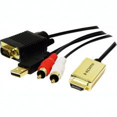 CABLU video LOGILINK splitter HDMI (T) la VGA (T) + 2 x RCA (T) + USB 2.0 2m rezolutie maxima 720p negru &amp;amp;quot;CV0052A&amp;amp;quot; foto