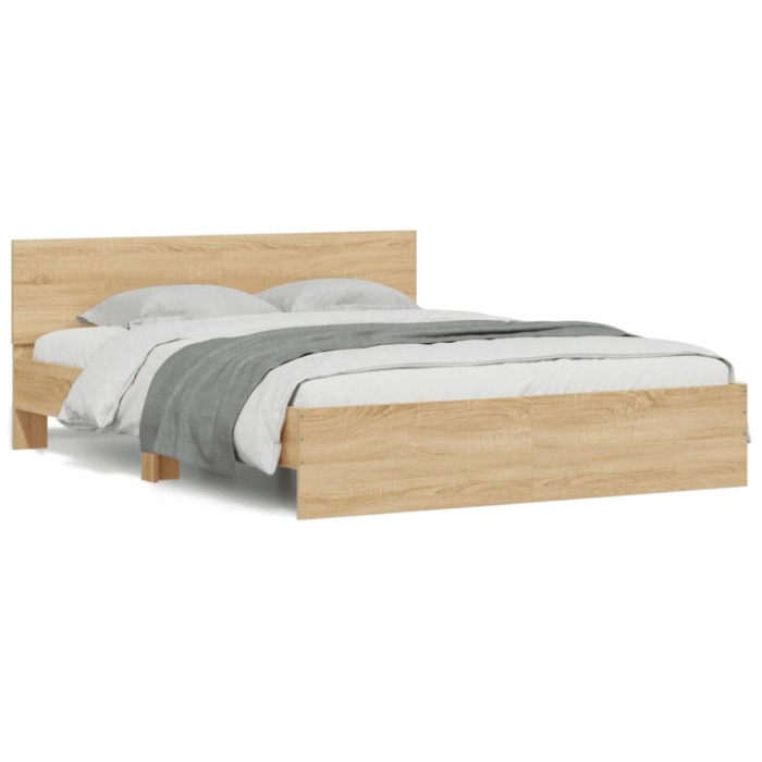 Gossi cadru de pat cu tablie si led, stejar sonoma, 150x200 cm