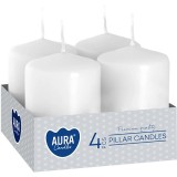 Set 4 Lumanari Decorative Cilindrice Albe AURA MagicHome 40x60 mm 7h