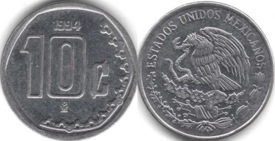 Mexic 1996 - 10 centavos, circulata foto