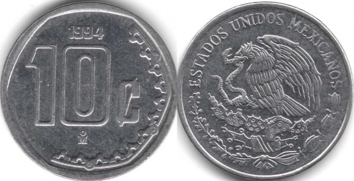 Mexic 1996 - 10 centavos, circulata