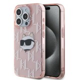 Husa pentru Apple iPhone 15 Pro Max, Karl Lagerfeld, IML Luxury Monogram Choupette&#039;s Head, Roz