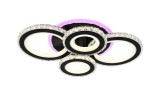 Cumpara ieftin Lustra LED 132W, 4 cercuri diamante, negru + crom, telecomanda, 4368lm, lumina calda/rece + RGB