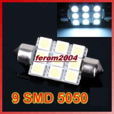 Led bec C5W FESTOON SOFIT 9 SMD 5050 43 mm de culoare alb, Universal