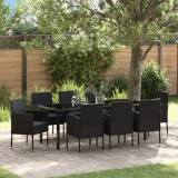 vidaXL Set Dining Grădină cu Perni Negre din Ratan Poli