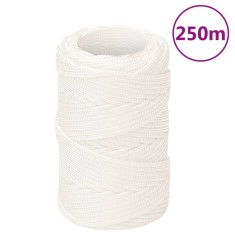 vidaXL Fr&acirc;nghie de barcă, alb complet, 2 mm, 250 m, polipropilenă 152532