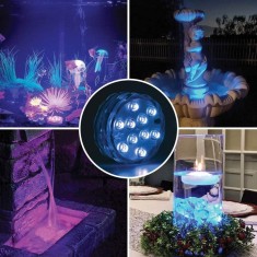 Lampa LED Submersibilă, RGB, 10 LED, Rezistentă la Apă, Multicolor, Telecomandă Inclusă