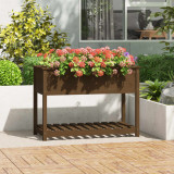 Cumpara ieftin Jardinieră cu raft, maro miere, 111,5x54x81 cm, lemn masiv pin