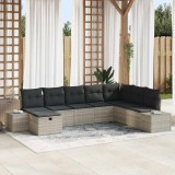 Cumpara ieftin Set de canapele pentru grădină cu pernă 8 pcs Gri deschis