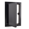 Ușa de vizitare neagră din aluminiu cu sticlă Lacobel Negru Ral 9005 - 200x400, Parro