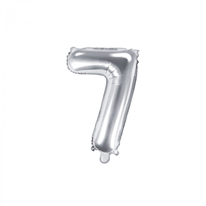 Balon Folie Cifra 7 Argintiu, 35 cm