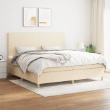 Cumpara ieftin Pat box spring cu saltea, crem, 200x200 cm, textil