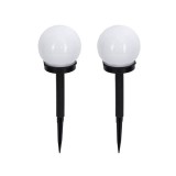Set 2 Lampi Solare LED, Design Elegant de Glob, 10 cm Diametru, Iluminare Alba Calda, Rezistenta la Intemperii, eMazing pentru Gradina