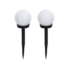 Set 2 Lampi Solare LED, Design Elegant de Glob, 10 cm Diametru, Iluminare Alba Calda, Rezistenta la Intemperii, eMazing pentru Gradina