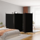 VidaXL Paravan de cameră cu 5 panouri, negru, 433x180 cm, textil