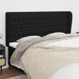 VidaXL Tăblie de pat cu aripioare, negru, 203x23x118/128 cm, textil