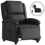 Cumpara ieftin Fotoliu rabatabil electric, negru, piele naturala