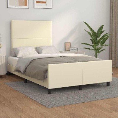 Cadru de pat fără saltea cremă 120x190 cm piele artificială foto