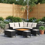 vidaXL Seturi de mobilier cu pernă 7 pcs Negru și Crem Ratan PE 3422210