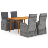 Cumpara ieftin Set de masă pentru grădină, 5 piese, gri