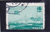 Rom&acirc;nia, LP 90/1931, Semicentenarul marinei militare, eroare, val. 16 LEI, Transporturi, Stampilat